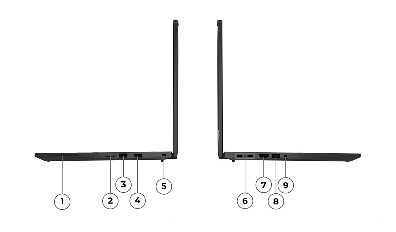 With 4 USB ports, an HDMI, audio jack, ethernet & optional smart card reader & nano SIM, the Lenovo ThinkPad T14 Gen 6 laptop boasts ports aplenty.