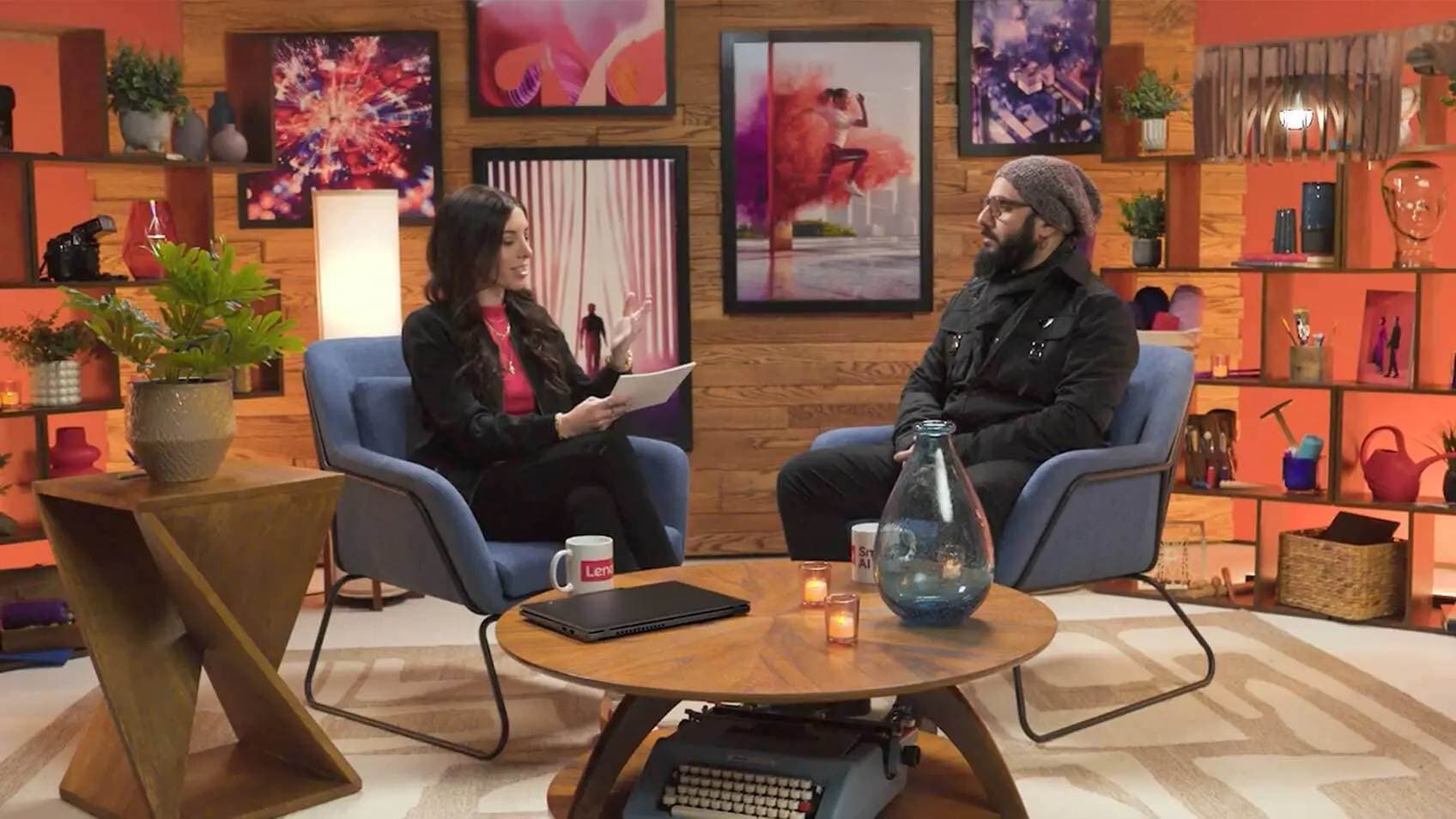 Alexa Carlin interviewing Nima Baiati in the Lenovo Studio.