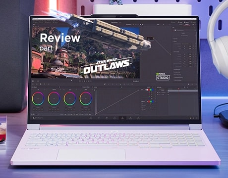 Legion 7i Gen 10 running editing software with a Star Wars Outlaws video project open.