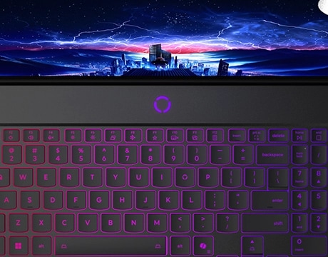 Close-up of Legion 9i’s forged carbon lid and rear I/O with HDMI and USB-C ports labeled.