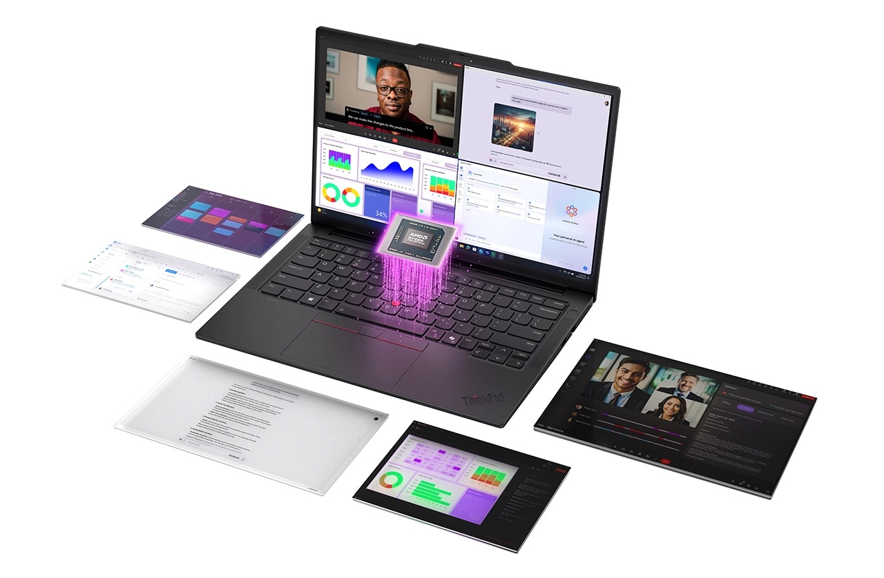   La laptop Lenovo ThinkPad E14 de 7ma generación (14” AMD) cuenta con procesadores AMD Ryzen™ serie 200 con eficiencia de IA para potenciar la multitarea y la productividad, ofreciendo un rendimiento impecable.