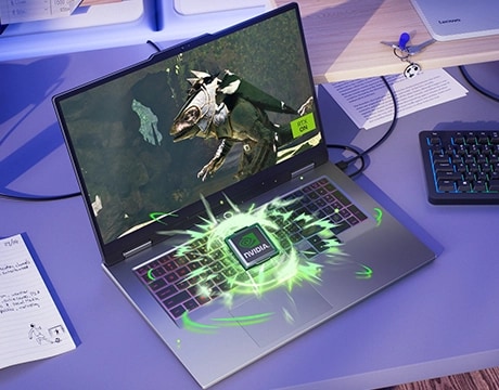 專屬 NVIDIA RTX 獨立顯示卡為 Lenovo LOQ 17IRX10 提供強大顯示卡效能，能輕鬆應對高需求遊戲。