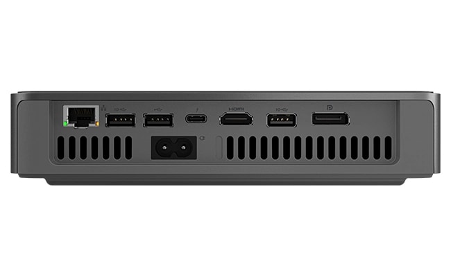 Back view, showing ports, of the IdeaCentre Mini (Intel) desktop PCמחשב נייח IdeaCentre Mini 01IRH10R 91B20026YS מבית Lenovo