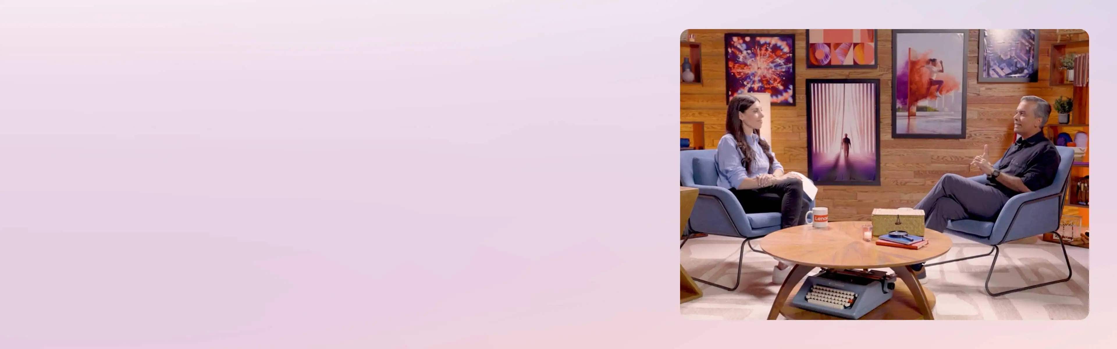 Alexa Carlin interviewing Surya Kuppuswamy in the Lenovo Studio.