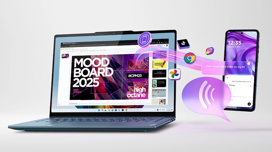 A Moto phone and a Lenovo laptop, sharing apps טאבלט Idea Tab Plus&nbsp;TB361FU ZAG70963IL Wi-Fi 12GB/256GB&nbsp;מבית&nbsp;Lenovo