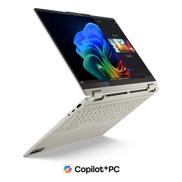 Angle view of the Yoga 7 2-in-1 Gen 10 (16” AMD) opened 240 degrees.