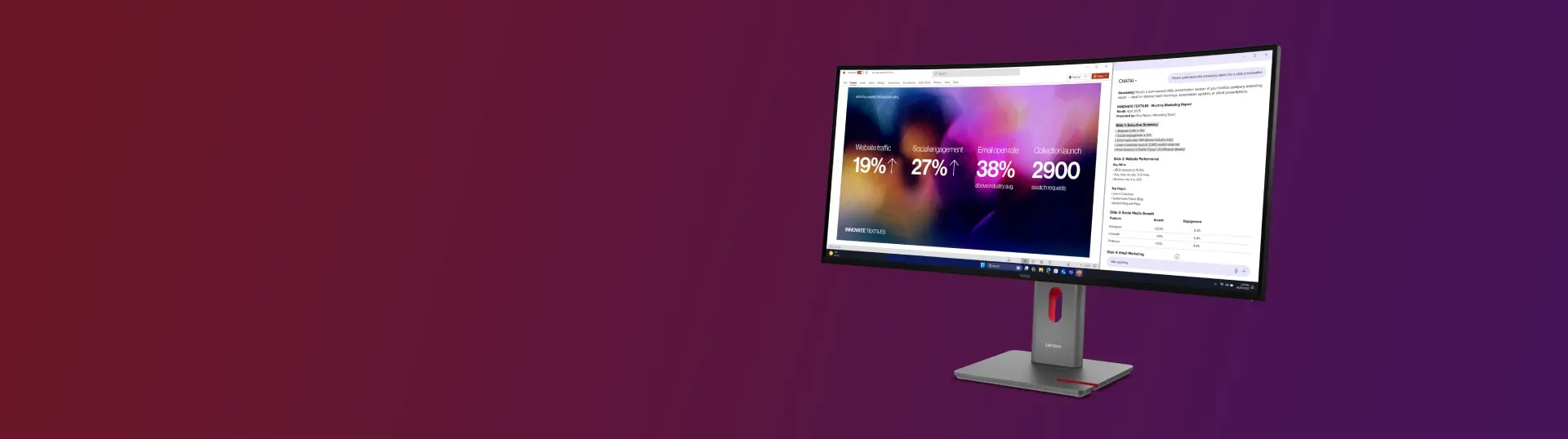 ThinkVision P40WD-40 Monitor in front facing left position.