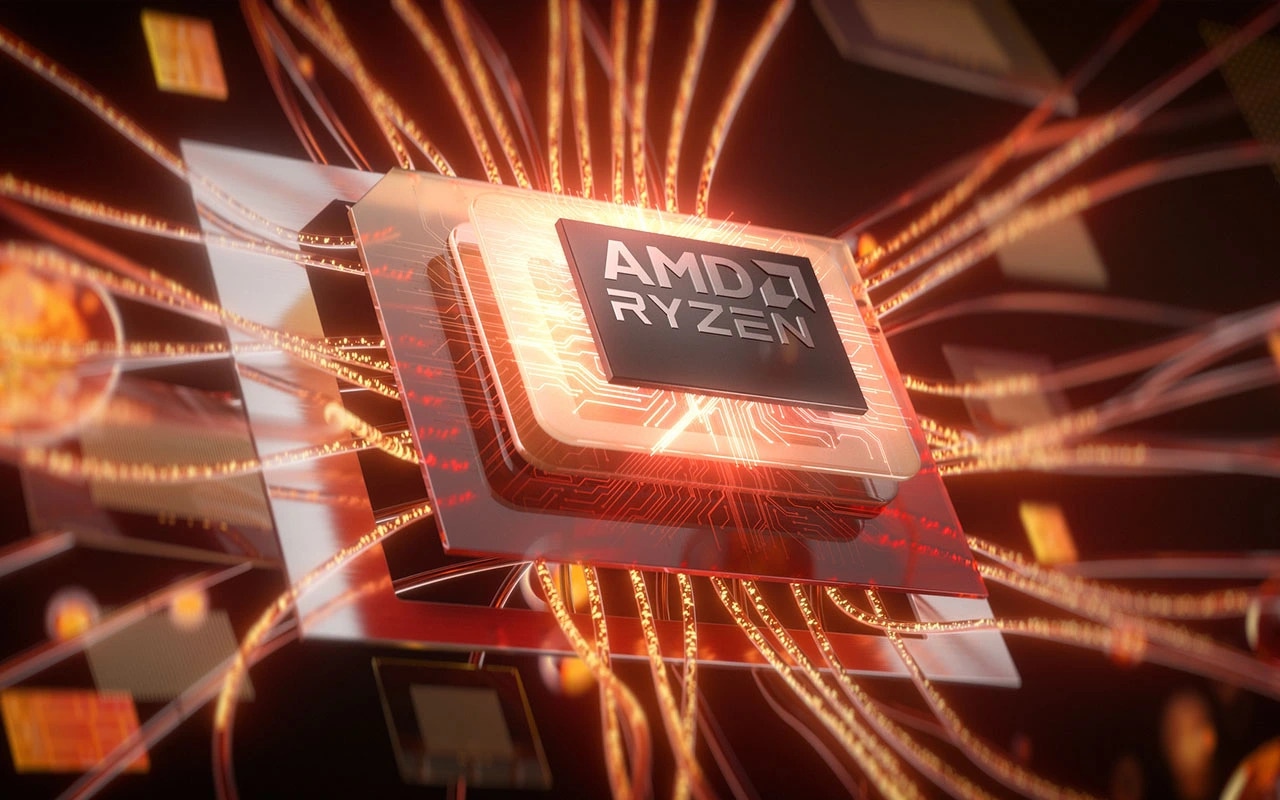 Closeup of the AMD Ryzen processor on the Lenovo IdeaPad Slim 5a Gen 11 (16” AMD). מחשב נייד IdeaPad Slim 5 16AHP11 83S40013IV מבית Lenovo