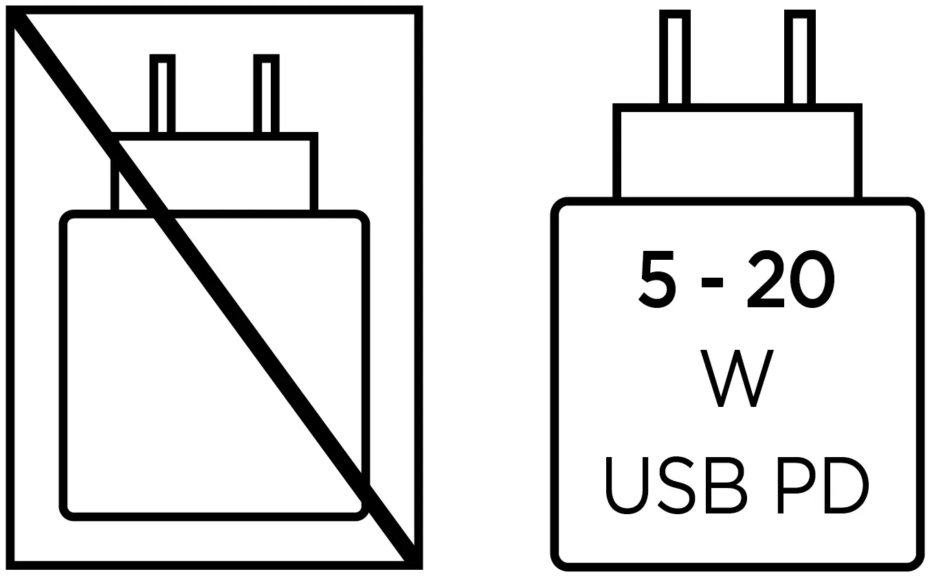 Charger is not included in the box and compatible capacity 5–20W USB PD
