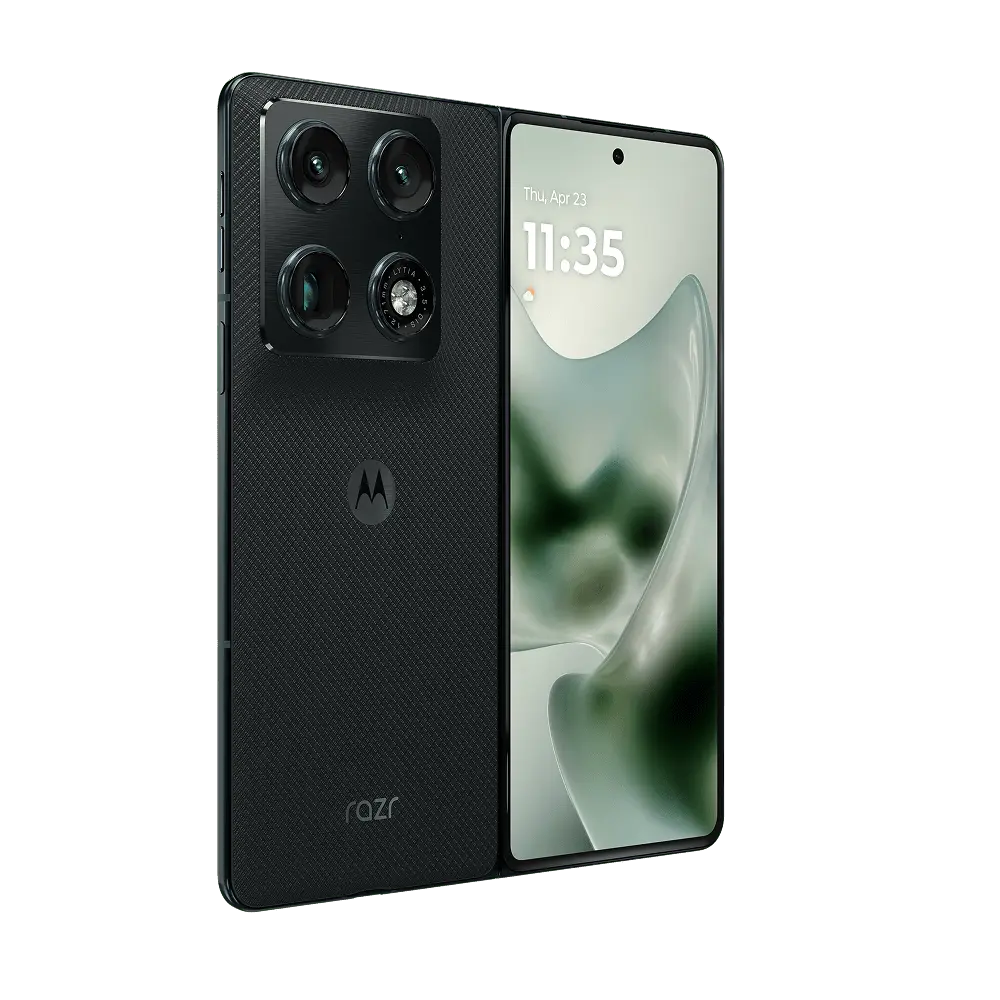 Motorola razr グレー折りたたみ式スマートフォン Discover the Motorola Foldable Phone Featuring an Expansive 8.1