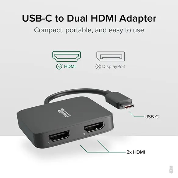 Plugable USB-C Dual 4K HDMI Adapter MST Display Adapter | 78810592