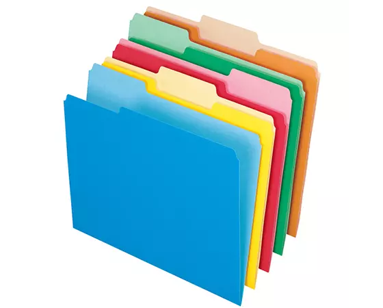 

Office Depot Brand 2-Tone File Folders, 1/3 Cut, Letter Size, Assorted Colors, Box Of 100