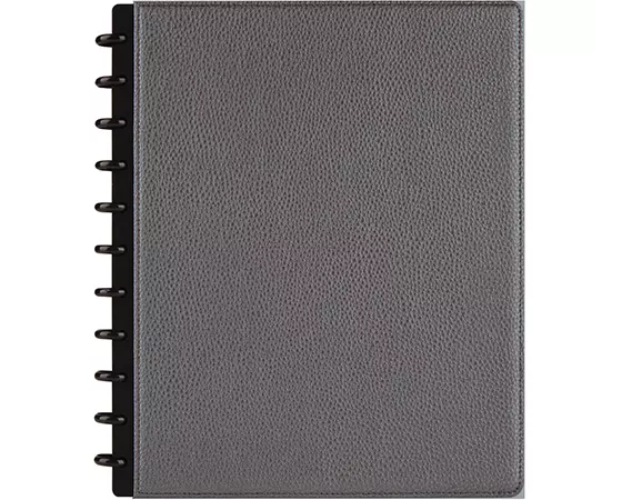 

TUL Discbound Notebook, Elements Collection, Letter Size, Narrow Ruled, 60 Sheets, Leather Cover, Gunmetal/Pebbled