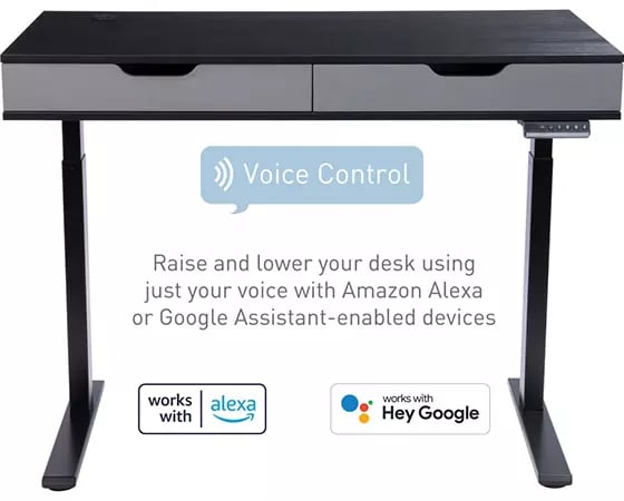 Realspace Smart Electric 48inW Height-Adjustable Desk, Black/Gray
