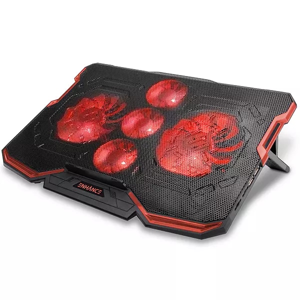 ENHANCE Cryogen Gaming Laptop Cooling Pad - Fits 17 in. Computer - Red
