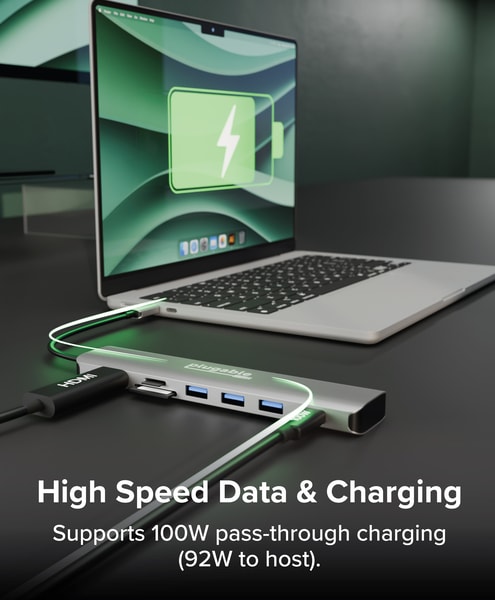 Plugable 7-in-1 USB C Hub Multiport Adapter - Thumbnail 2
