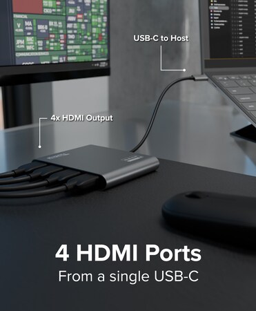 Plugable USB-C to Quad HDMI 4K HDMI Graphics Adapter with up to
