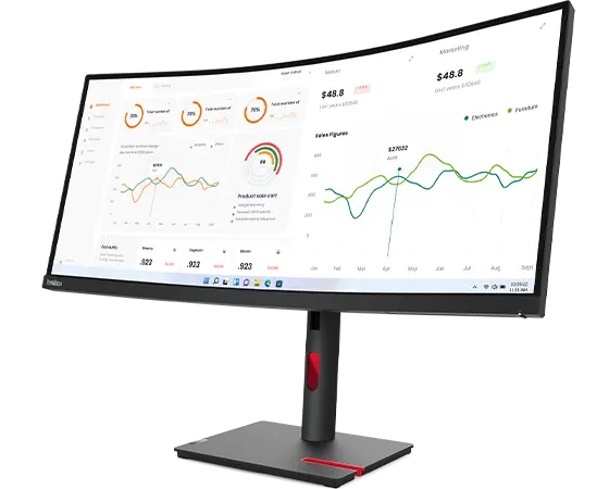 ThinkVision T34w-30 Front Facing Left Highest Position