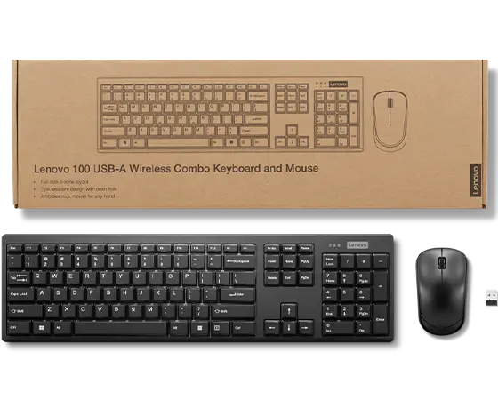 Lenovo – Wireless Compact Keyboard– 100 Cordless Keyboard for PC, Laptop  with Windows – Cordless Connection – Silent Key Clicks, Black