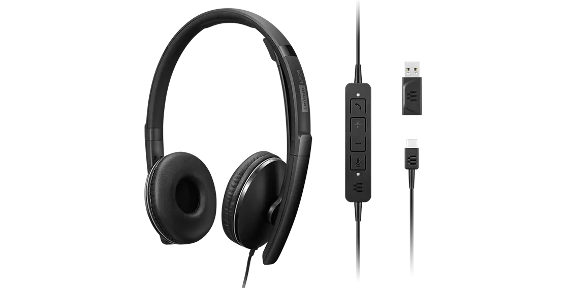 Lenovo Wired アクティブノイズキャンセリング ヘッドセット 2