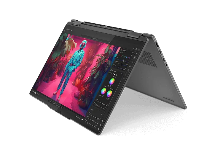 The Lenovo Yoga 7 2-in-1 Gen 9 (14 AMD) in tent mode