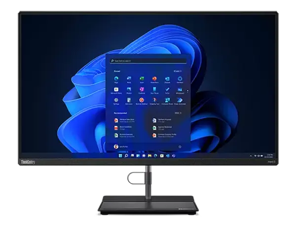 Forward-facing Lenovo ThinkCentre Neo 30a all-in-one desktop PC, showing 27