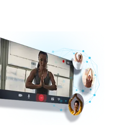 Lenovo screen showing someone striking a yoga pose