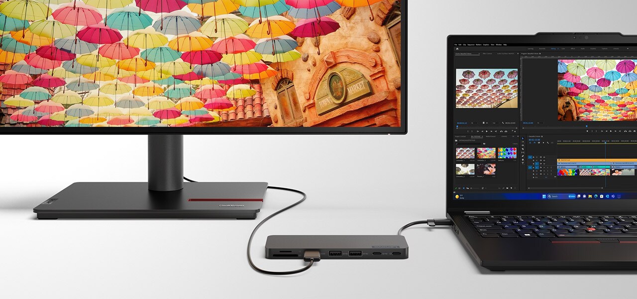 thumbnail image 2 of Lenovo USB-C Dual Display Travel Dock - 7 Ports, Integrated USB 2 of 14