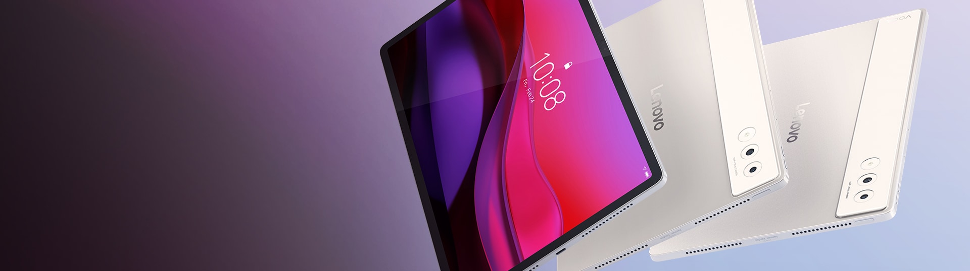 Una Yoga Tablet Plus, en un fondo de color claro.