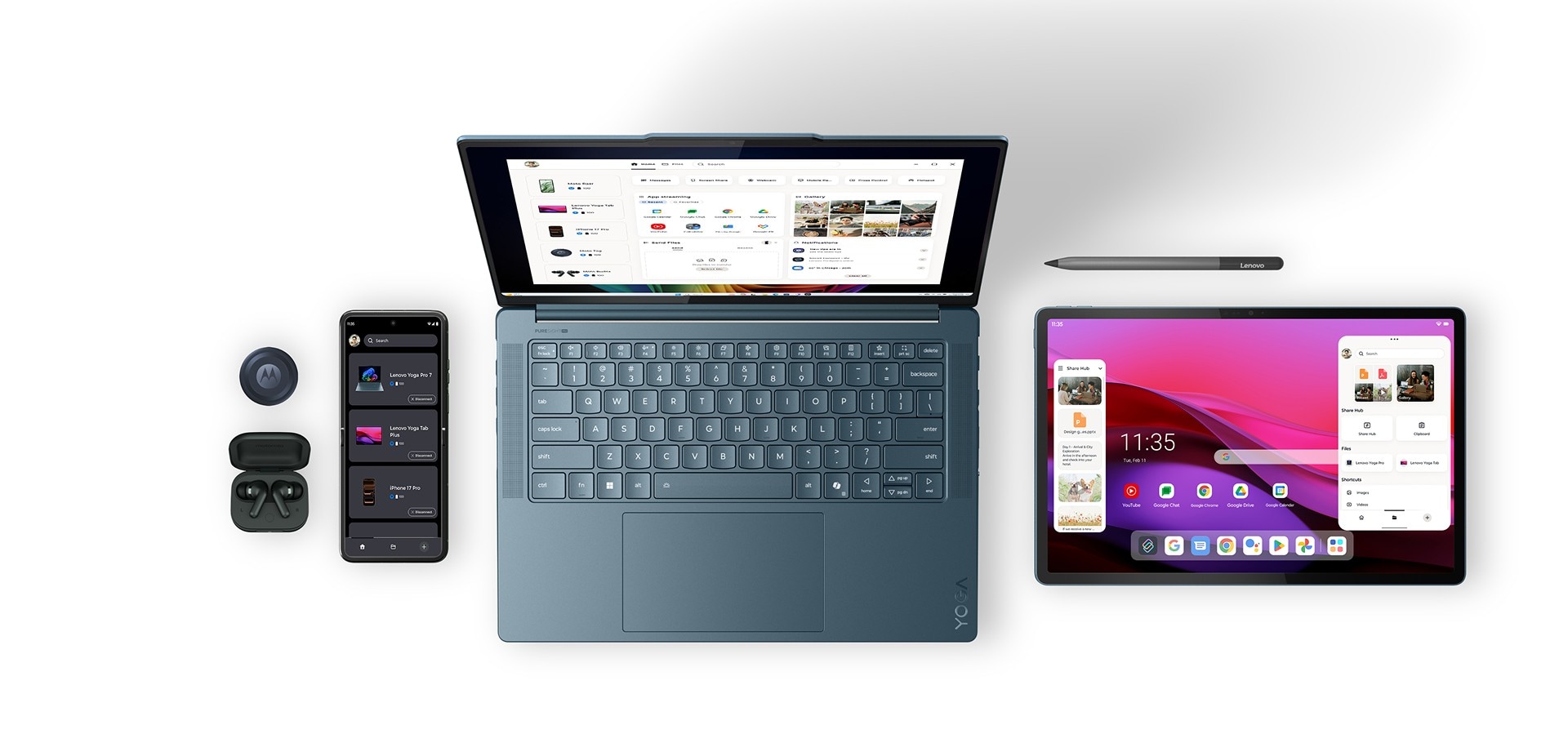 Smart Connect conectando un ordenador con Windows, un teléfono Android, una tableta y un iPhone