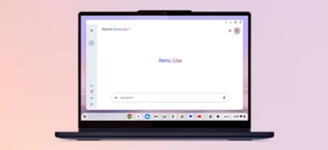 open chromebook displaying an AI-assistand on screen