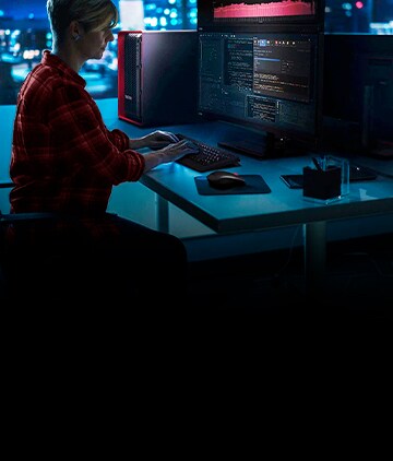 Lenovo ThinkSystem tower and rack servers displayed on a digital background, showcasing high-performance enterprise server solutions