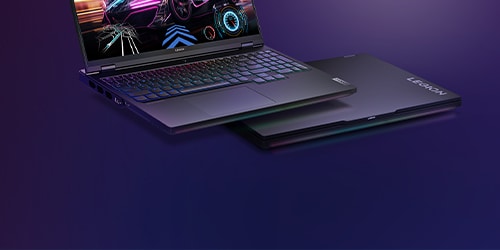 Two Legion Pro 7i laptops shown - one with open lid, one closed.