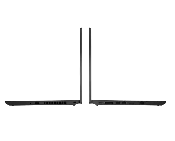 Two Thinkpad L14 laptops open showing sideways