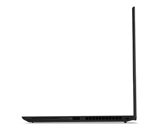 Vue latérale droite du portable Thinkpad T14s noir ouvert