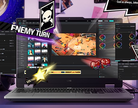 Demonstrates LOQ 15IRX10’s ability to stream, play, and create—all at once.