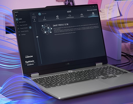 Highlights immersive audio customization with Nahimic sound optimization tools.