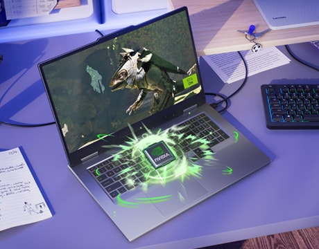 การ์ดจอ NVIDIA RTX GPU เฉพาะ ให้ประสิทธิภาพกราฟิกที่ทรงพลังสำหรับเกมที่ต้องการประสิทธิภาพสูงบน Lenovo LOQ 17IRX10