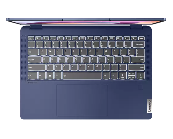 IdeaPad Flex 5 Gen 8 laptop high view showing the keyboard