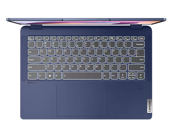 Portable IdeaPad Flex 5 Gén 8 vue en hauteur montrant le clavier