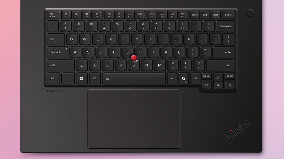 ThinkPad keyboard and TrackPoint makes navigation easy on the Lenovo ThinkPad P1 Gen 9 (16" Intel) Mobile Workstation.