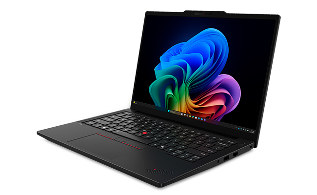 Front right angle view of the Lenovo ThinkPad T14 Gen 7 (14” AMD) laptop.