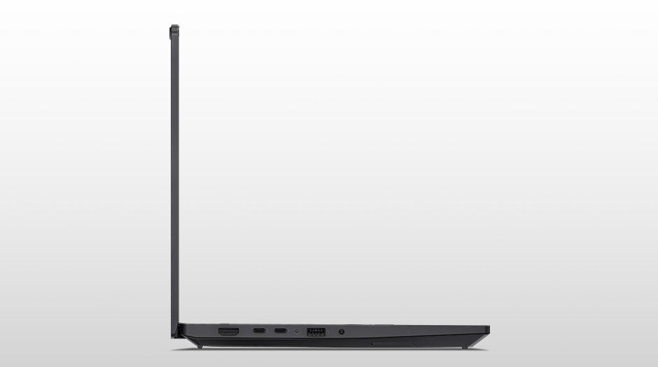 Side view of Lenovo ThinkPad P14s Gen 7 (14" Intel) mobile workstation, focusing its left side ports & slim profile.