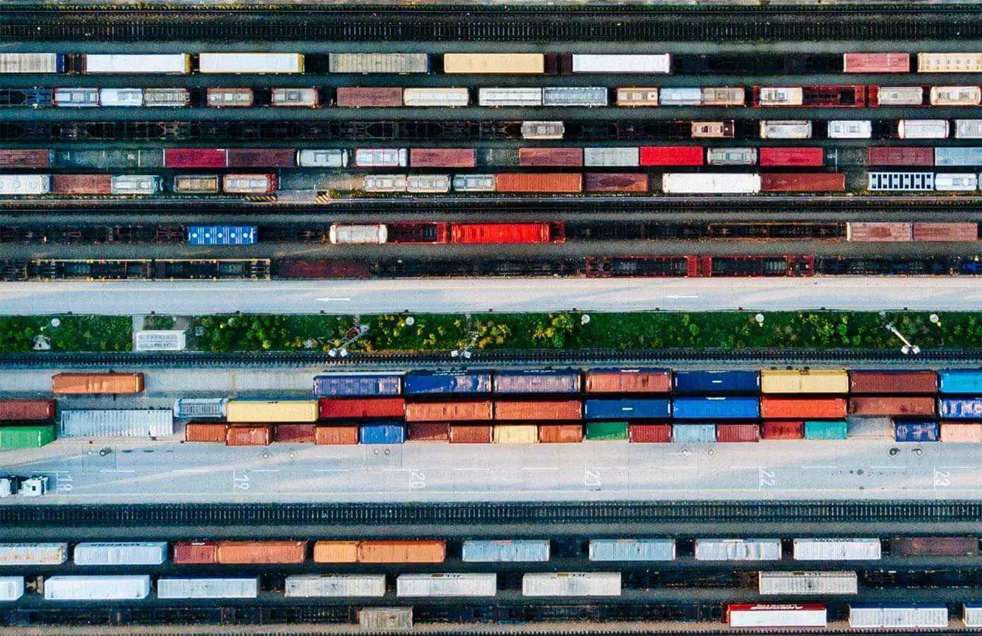 An active, efficient railyard from above