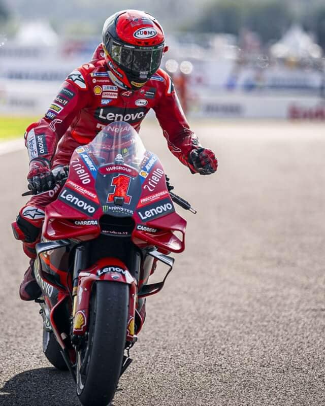 Rider on a Lenovo-sponsored motorcycle