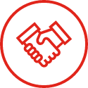 Icon of two shaking hands representing a business agreement.