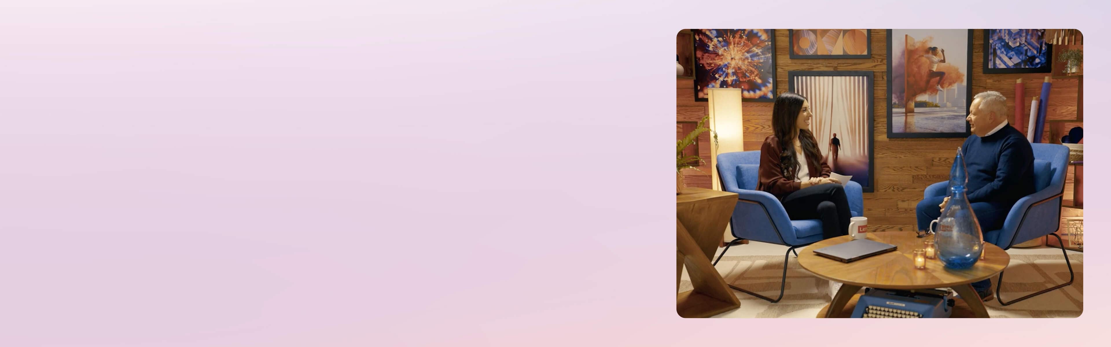 Alexa Carlin interviewing Scott Tease in the Lenovo Studio.