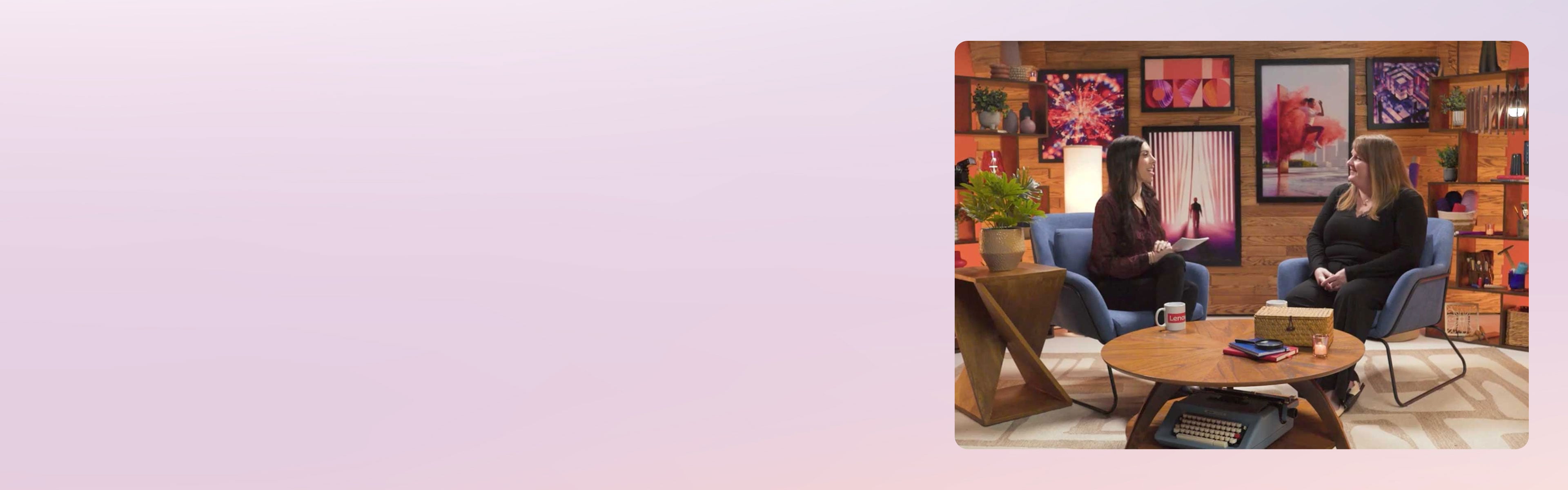 Alexa Carlin interviewing Sally Lowery in the Lenovo Studio. 