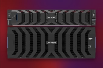A ThinkSystem Lenovo Rack Servers with a purple background