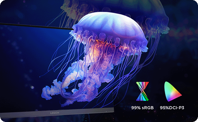 A wide color gamut covering 99% sRGB and 90% DCI-P3 brings game worlds to life with vibrant, lifelike color and stunning visual depth. מסך מחשב גיימינג Legion 27Q-11 מבית Lenovo